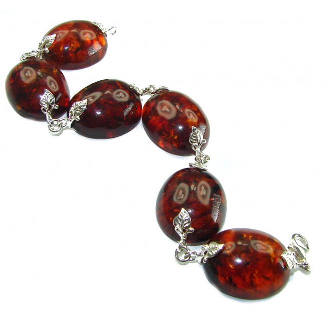 Cognac Color Beautiful Amber .925 Sterling Silver handcrafted Bracelet