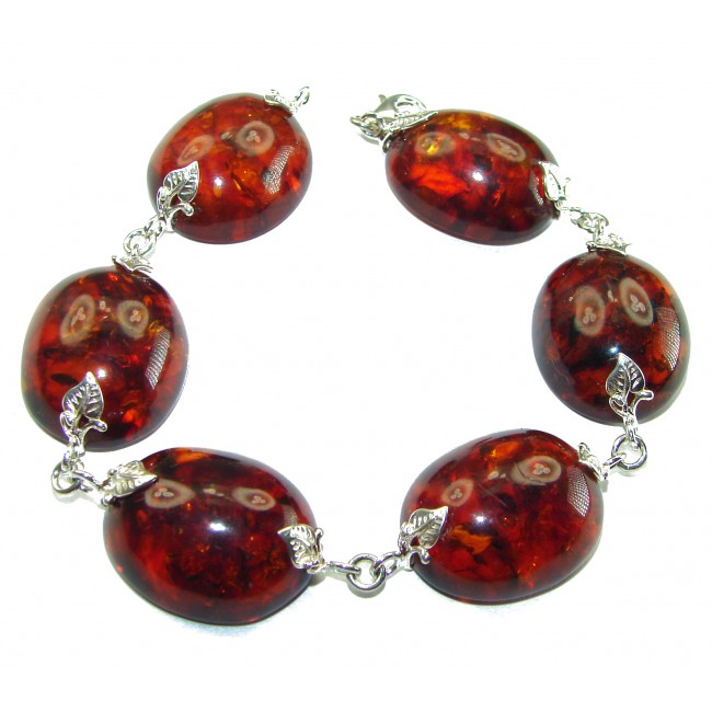 Cognac Color Beautiful Amber .925 Sterling Silver handcrafted Bracelet