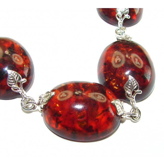 Cognac Color Beautiful Amber .925 Sterling Silver handcrafted Bracelet