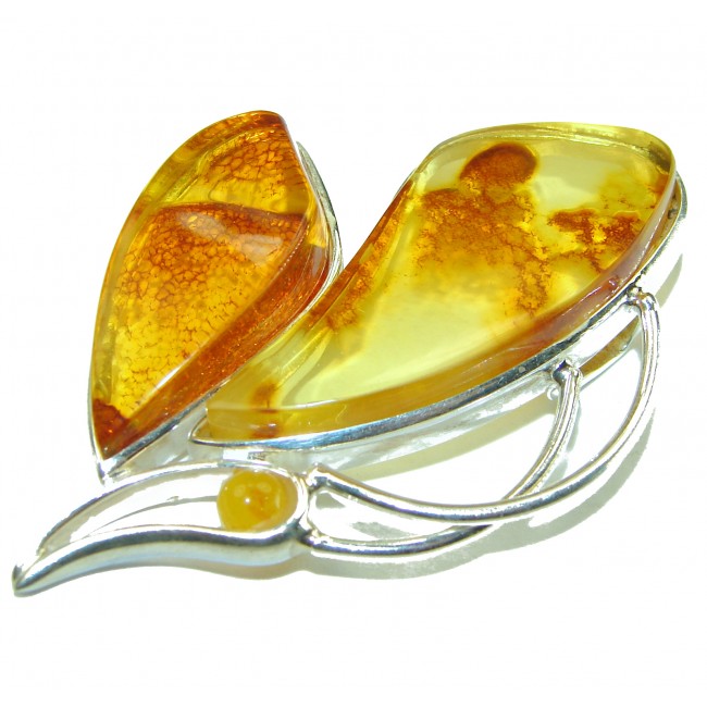 Romantic Desire Large Authentic Baltic Amber .925 Sterling Silver handmade Pendant