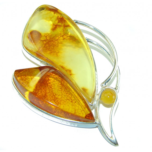 Romantic Desire Large Authentic Baltic Amber .925 Sterling Silver handmade Pendant