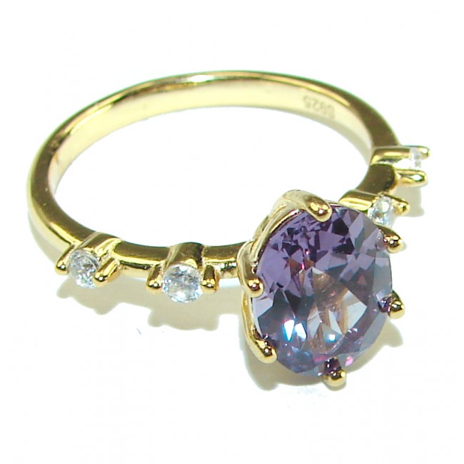 4.5 carat Alexandrite 14K Gold over .925 Sterling Silver handmade ring s. 6 1/4