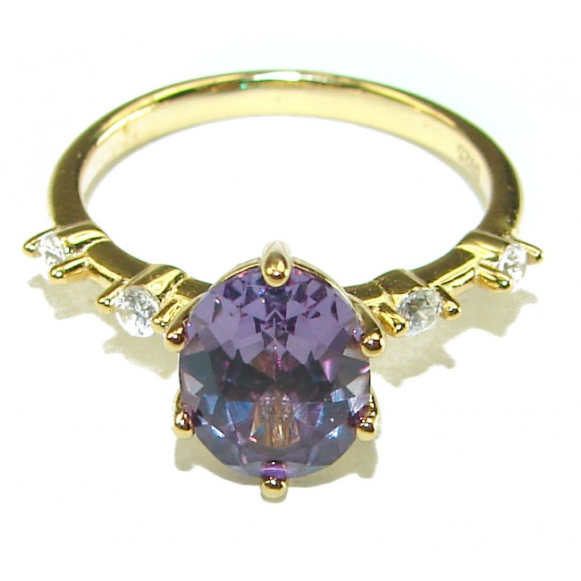 4.5 carat Alexandrite 14K Gold over .925 Sterling Silver handmade ring s. 6 1/4