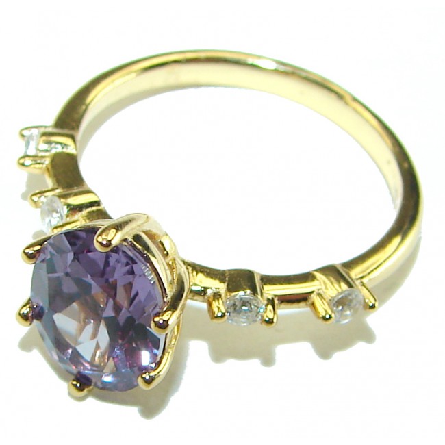 4.5 carat Alexandrite 14K Gold over .925 Sterling Silver handmade ring s. 6 1/4