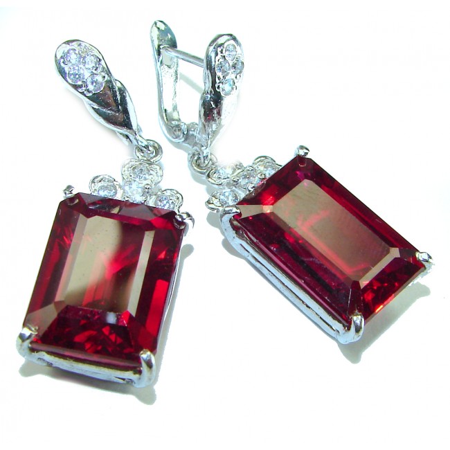 Giovanna Incredible Design Red Topaz .925 Sterling Silver handcrafted earrings