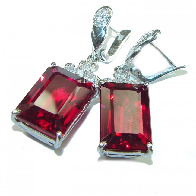 Giovanna Incredible Design Red Topaz .925 Sterling Silver handcrafted earrings