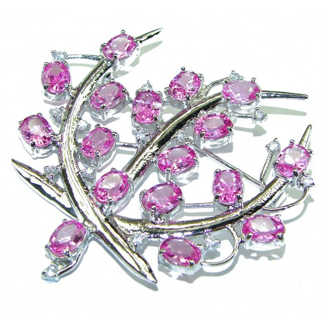 Unique Pink Topaz .925 Sterling Silver handcrafted Pendant & Brooch