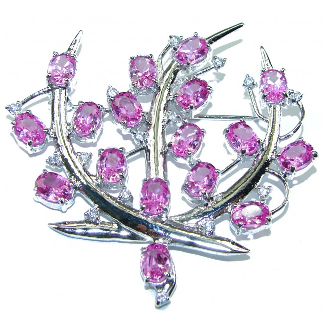 Unique Pink Topaz .925 Sterling Silver handcrafted Pendant & Brooch