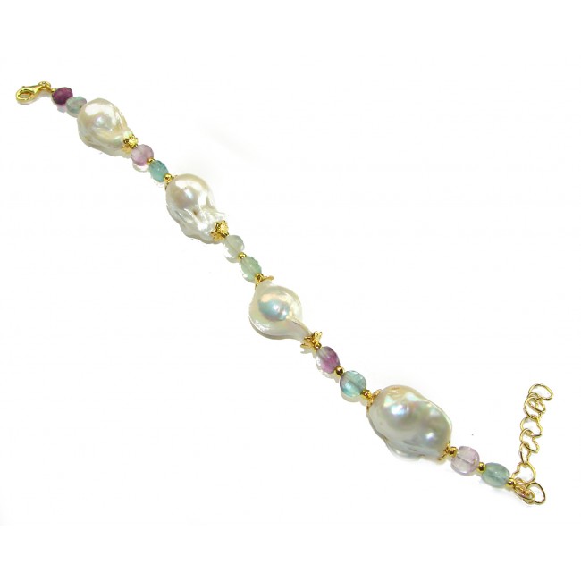 Top quality Genuine Fluorite 14k Gold over .925 Sterling Silver handcrafted bracelet