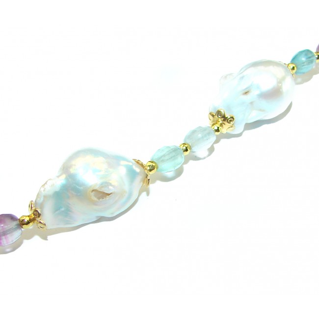 Top quality Genuine Fluorite 14k Gold over .925 Sterling Silver handcrafted bracelet