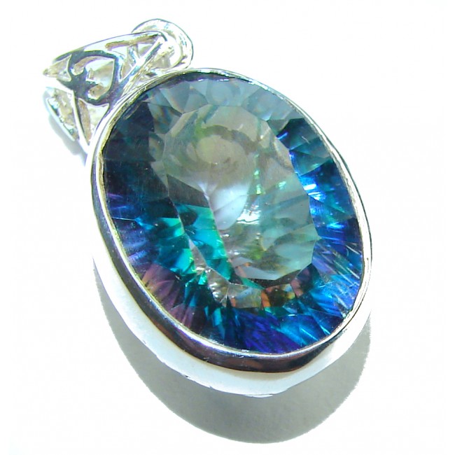 12.5 carat oval cut Mystic Topaz .925 Sterling Silver handcrafted Pendant