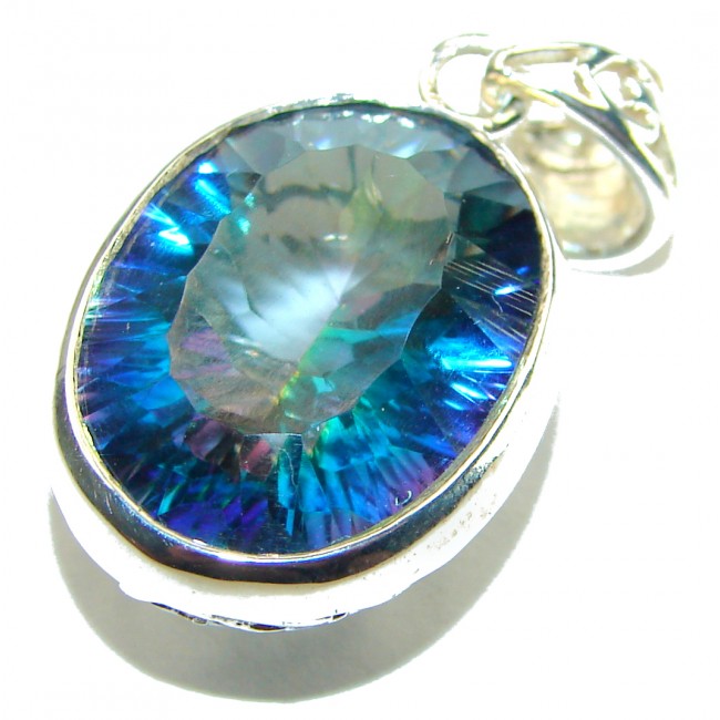 12.5 carat oval cut Mystic Topaz .925 Sterling Silver handcrafted Pendant