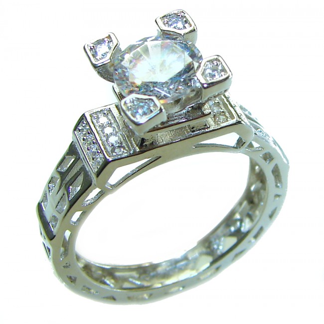 4.5 carat White Topaz .925 Sterling Silver handcrafted ring size 9