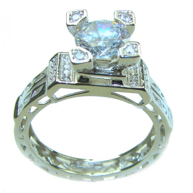 4.5 carat White Topaz .925 Sterling Silver handcrafted ring size 9