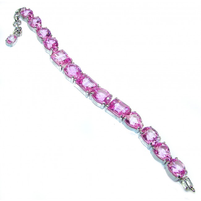 Mesmerizing Hot Pink Topaz .925 Sterling Silver handmade Bracelet