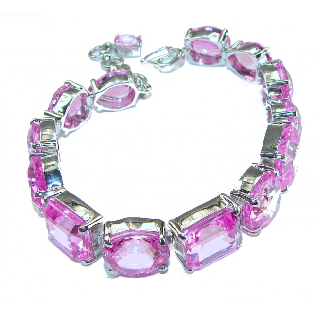 Mesmerizing Hot Pink Topaz .925 Sterling Silver handmade Bracelet