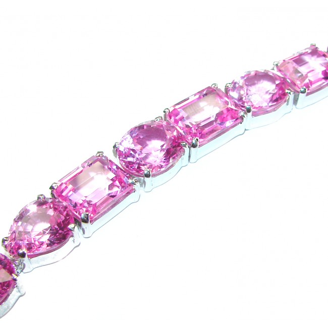 Mesmerizing Hot Pink Topaz .925 Sterling Silver handmade Bracelet