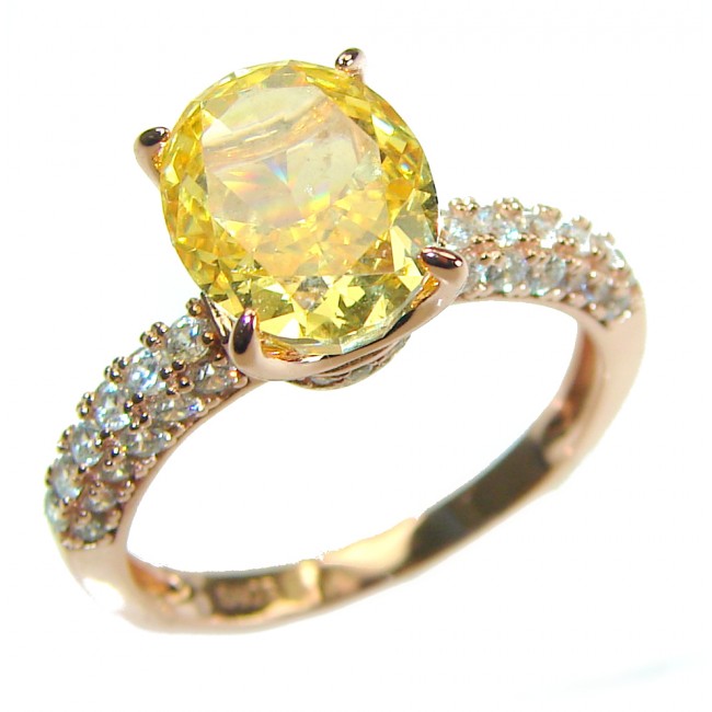 4.5 carat Yellow Sapphire .925 Sterling Silver handcrafted ring; s. 7 1/4