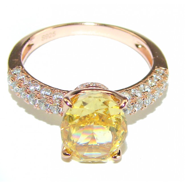 4.5 carat Yellow Sapphire .925 Sterling Silver handcrafted ring; s. 7 1/4