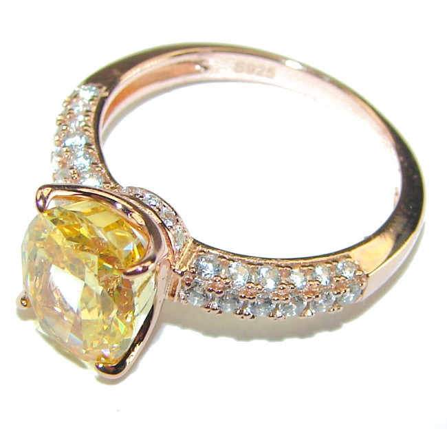 4.5 carat Yellow Sapphire .925 Sterling Silver handcrafted ring; s. 7 1/4