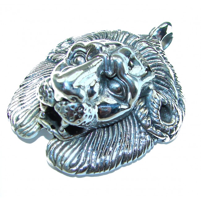 Sterling Leo's head .925 Silver Bali handmade Pendant