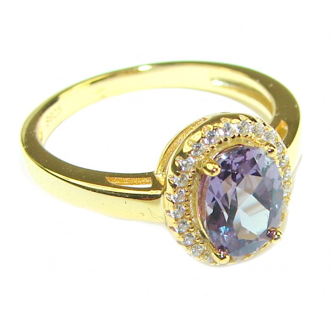 4.2 carat Alexandrite 14K Gold over .925 Sterling Silver handmade Cocktail Ring s. 7