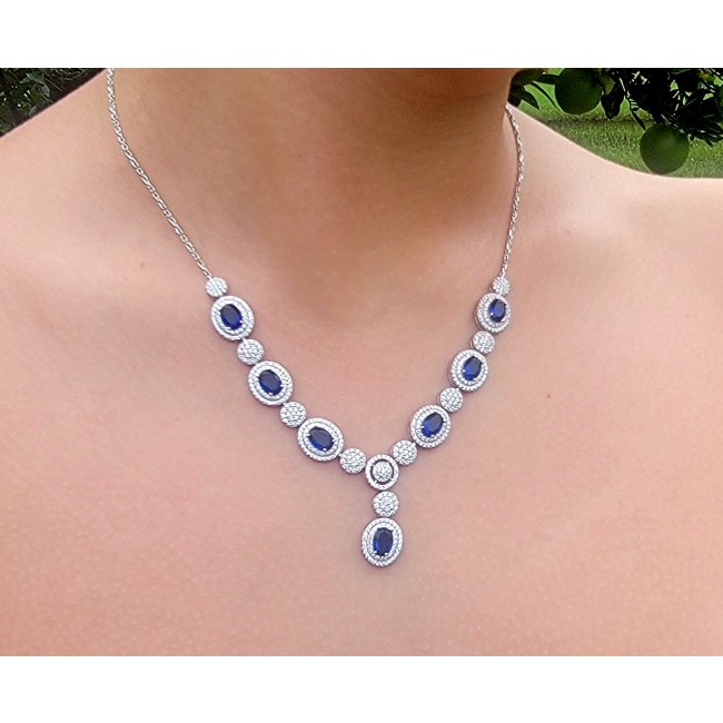 Endless Love Sapphire .925 Sterling Silver handcrafted necklace