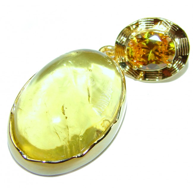 Vintage Beauty authentic Golden Baltic Amber 14K Gold over .925 Sterling Silver handcrafted pendant