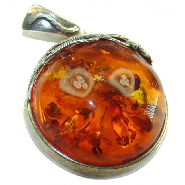 Vintage Beauty authentic Baltic Amber .925 Sterling Silver handcrafted pendant