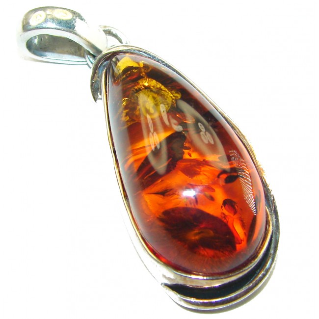 Vintage Beauty authentic Baltic Amber .925 Sterling Silver handcrafted pendant