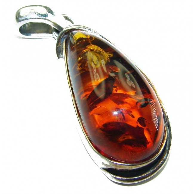 Vintage Beauty authentic Baltic Amber .925 Sterling Silver handcrafted pendant