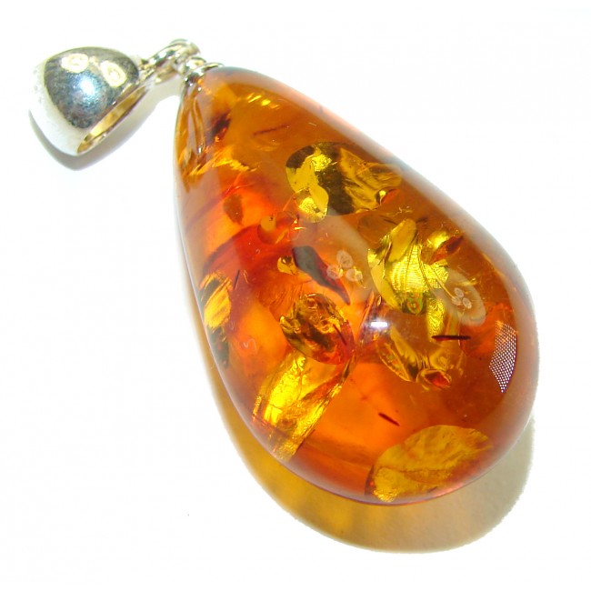 Vintage Beauty authentic Baltic Amber .925 Sterling Silver handcrafted pendant