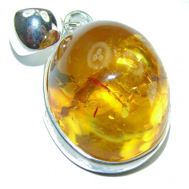 Authentic Baltic Amber .925 Sterling Silver handcrafted pendant