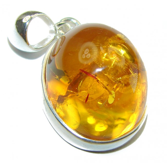 Authentic Baltic Amber .925 Sterling Silver handcrafted pendant