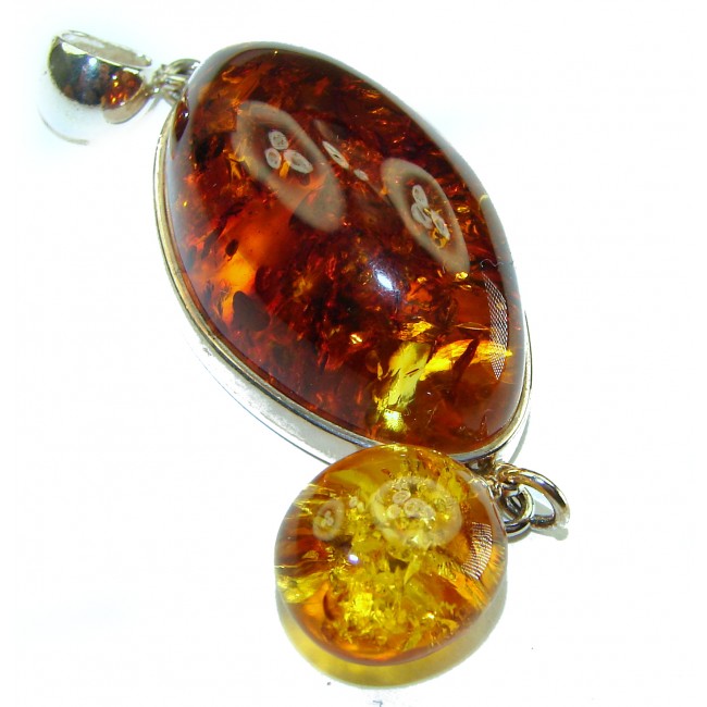 Vintage Beauty authentic Baltic Amber .925 Sterling Silver handcrafted pendant