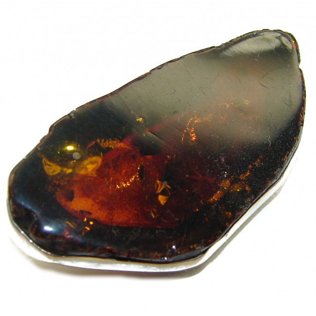 Prehistoric Baltic Polish Amber .925 Sterling Silver handcrafted Brooch