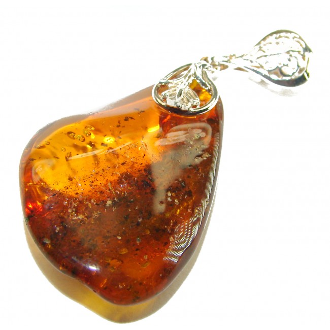 Vintage Beauty authentic Baltic Amber .925 Sterling Silver handcrafted pendant