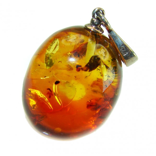 Vintage Beauty authentic Baltic Amber .925 Sterling Silver handcrafted pendant