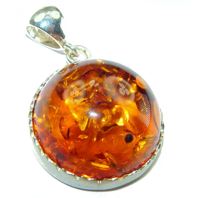 Vintage Beauty authentic Baltic Amber .925 Sterling Silver handcrafted pendant