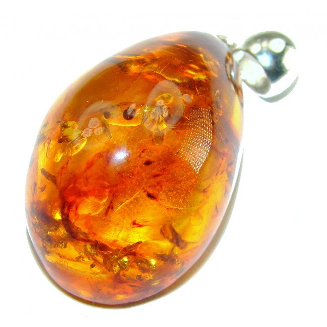 Vintage Beauty authentic Baltic Amber .925 Sterling Silver handcrafted pendant