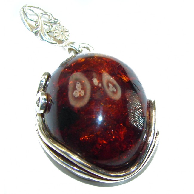 Vintage Beauty authentic Baltic Amber .925 Sterling Silver handcrafted pendant