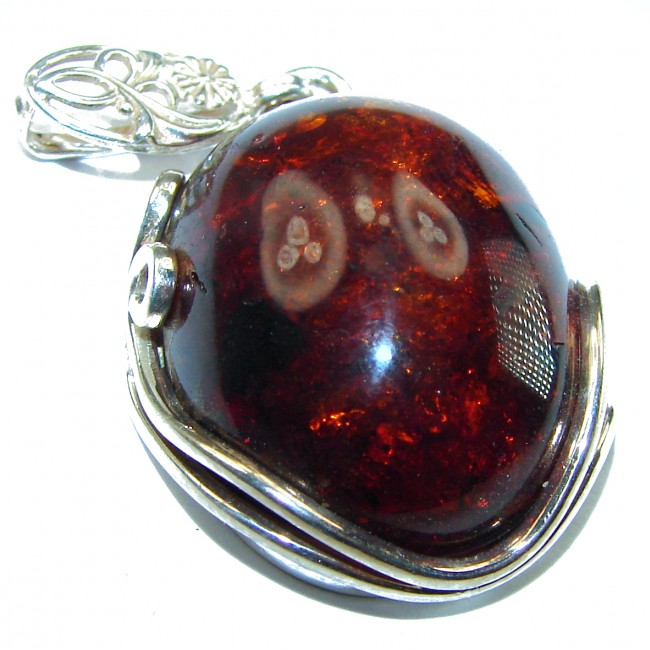 Vintage Beauty authentic Baltic Amber .925 Sterling Silver handcrafted pendant