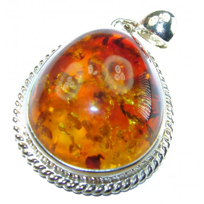 Vintage Beauty authentic Baltic Amber .925 Sterling Silver handcrafted pendant