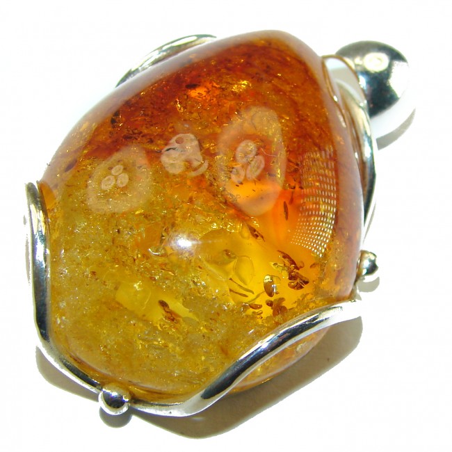 Vintage Beauty authentic Baltic Amber .925 Sterling Silver handcrafted pendant