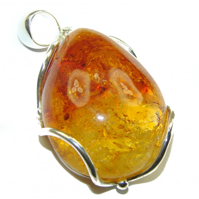 Vintage Beauty authentic Baltic Amber .925 Sterling Silver handcrafted pendant