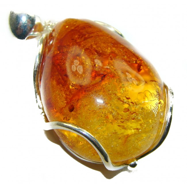 Vintage Beauty authentic Baltic Amber .925 Sterling Silver handcrafted pendant