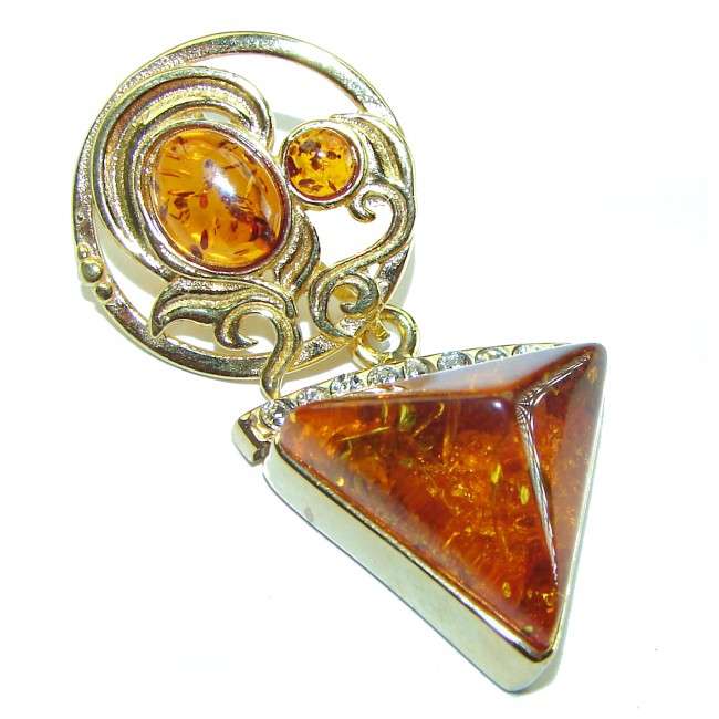 Real Beauty authentic Baltic Amber 14K Gold over .925 Sterling Silver handcrafted pendant