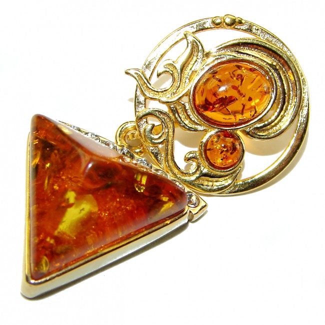 Real Beauty authentic Baltic Amber 14K Gold over .925 Sterling Silver handcrafted pendant