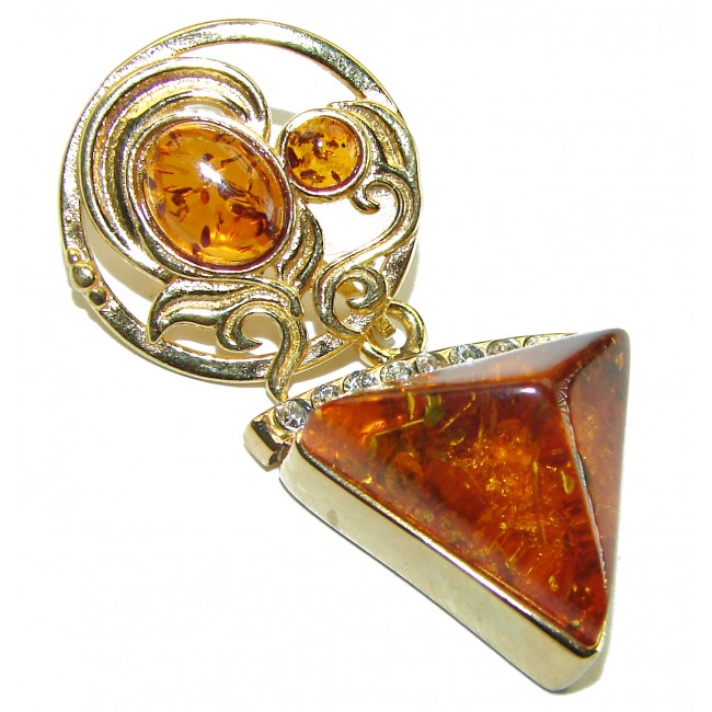 Real Beauty authentic Baltic Amber 14K Gold over .925 Sterling Silver handcrafted pendant