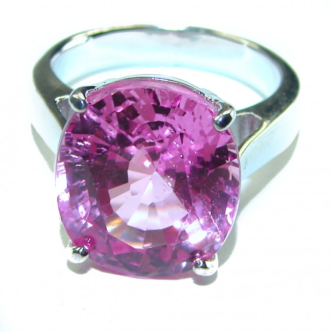 Blooming Orchid 17.5 carat OVAL cut Pink Topaz .925 Silver handcrafted Cocktail Ring s. 8